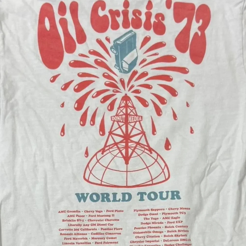 Donut Media Oil Crisis ’73 World Tour Graphic Tee White Size M - Picture 3 of 5